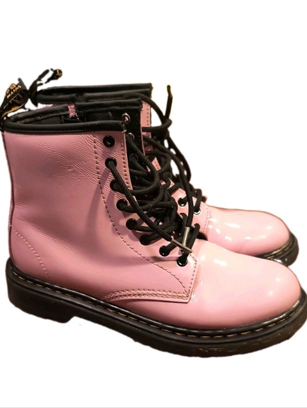 Dr. Martens 1460 J Pink Patent Leather Ankle Boots Youth Kids Size 3 US Wmns 5